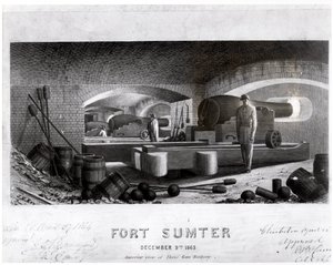 Fort Sumter, Innenansicht einer Drei-Kanonen-Batterie, Dezember 1863 von John Ross Key
